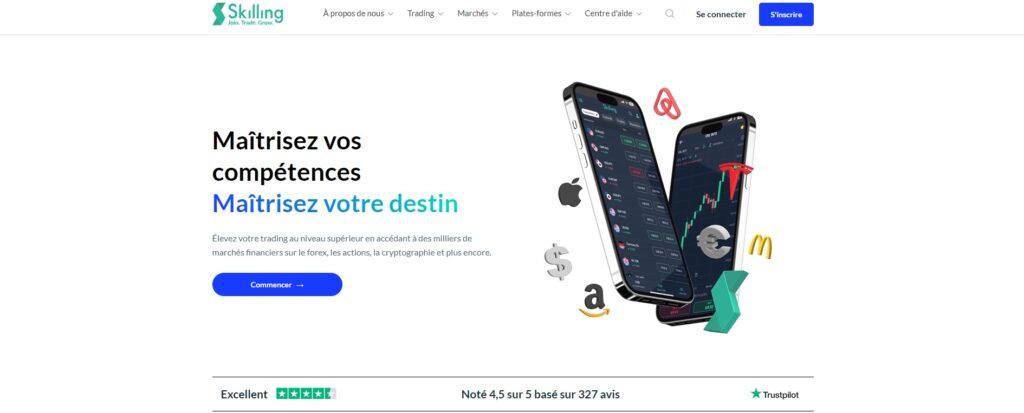 Meilleurs sites pour investir en bourse selon les avis utilisateurs Trustpilot : Skilling