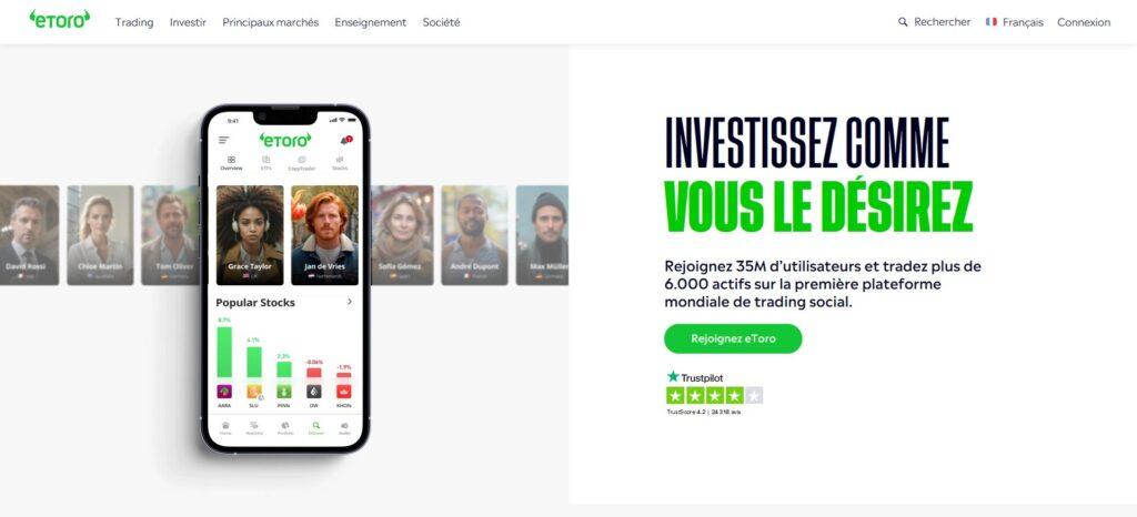 eToro est l'un des meilleurs courtiers en bourse en Belgique