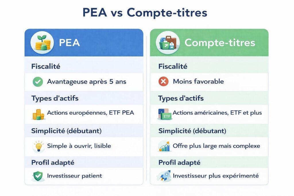 Investir en bourse : PEA ou compte titres